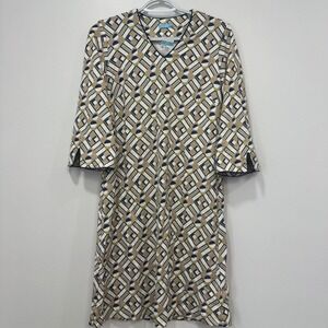 J Mclaughlin Womens Judith Dress XS Geometric 3/4 Sleeve‎ Catalina Stretch NEW